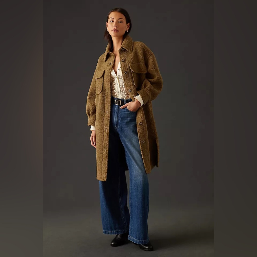 If By Sea Longline Sherpa Shirt Jacket